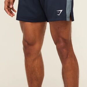 Gym-shark Men's Navy Shorts with Gray Side Panel 3 PAIR BUNDLE